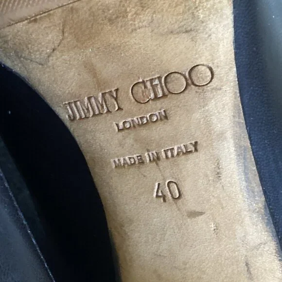 Jimmy Choo Tony 85 Classic Black Leather Pointy Heels - Picture 6 of 14